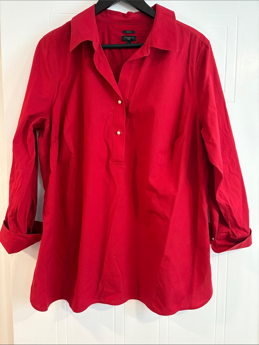 Talbots Red Long-Sleeve Popover Tunic